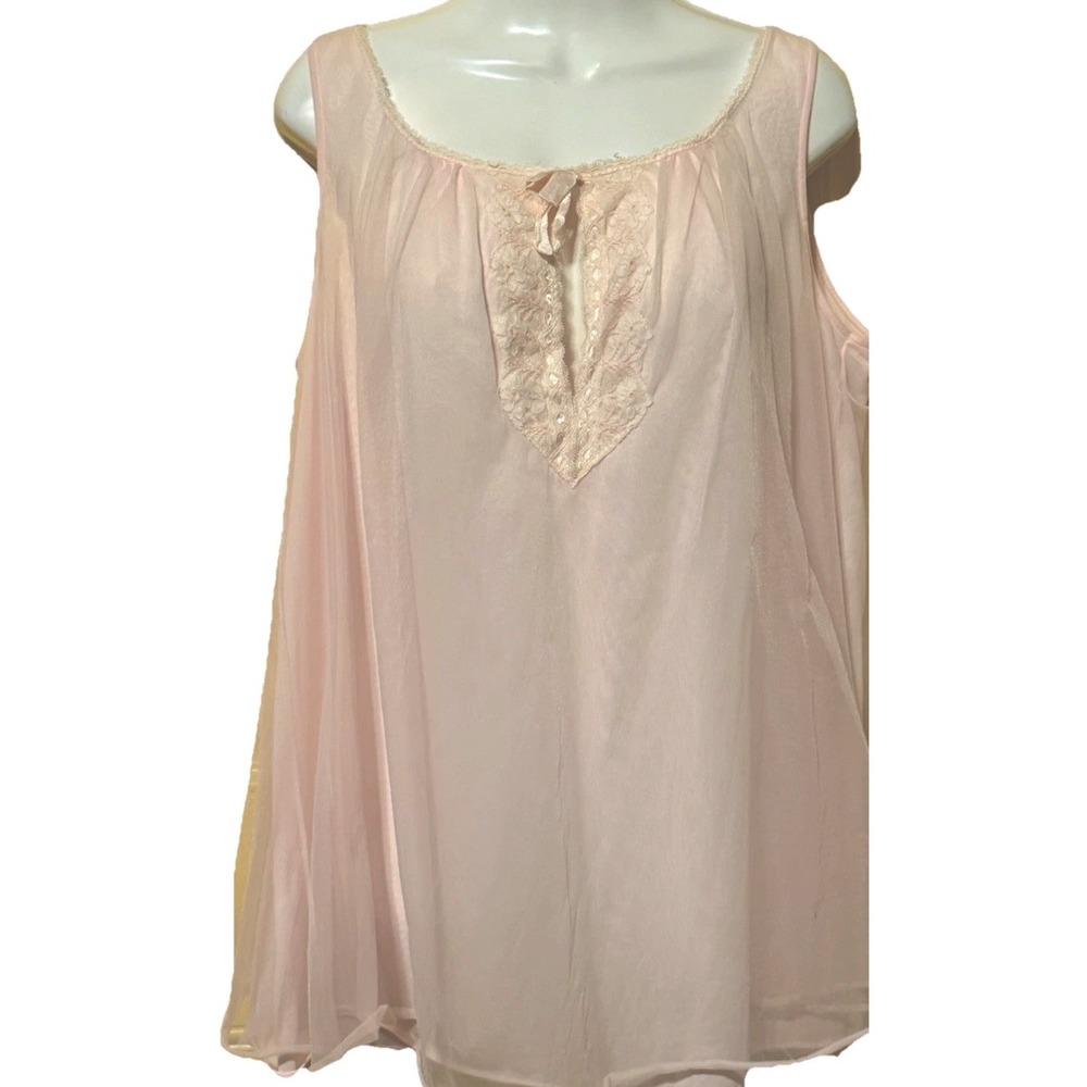 Val Mode Classic Vintage Baby‎ Doll Pink Lingerie Size Medium Soft Girlie